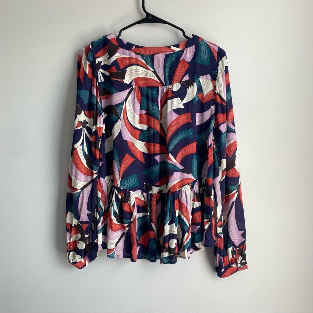 Maeve by Anthropologie Printed Cheyenne Peplum Blouse